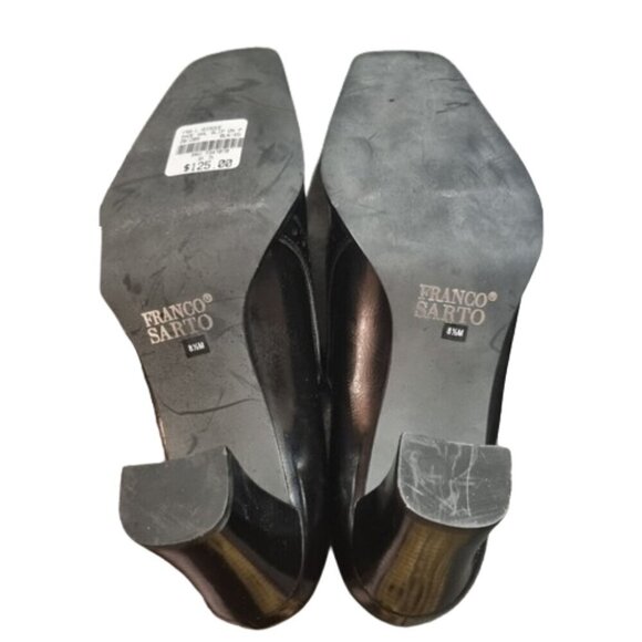 Franco Sarto Ankle Boots Vintage 1990s Y2K black genuine leather square toe 8.5 - Picture 7 of 8